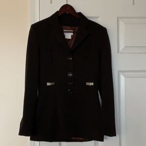 VERTIGO PARIS | Dark Brown Belted Blazer Sz S